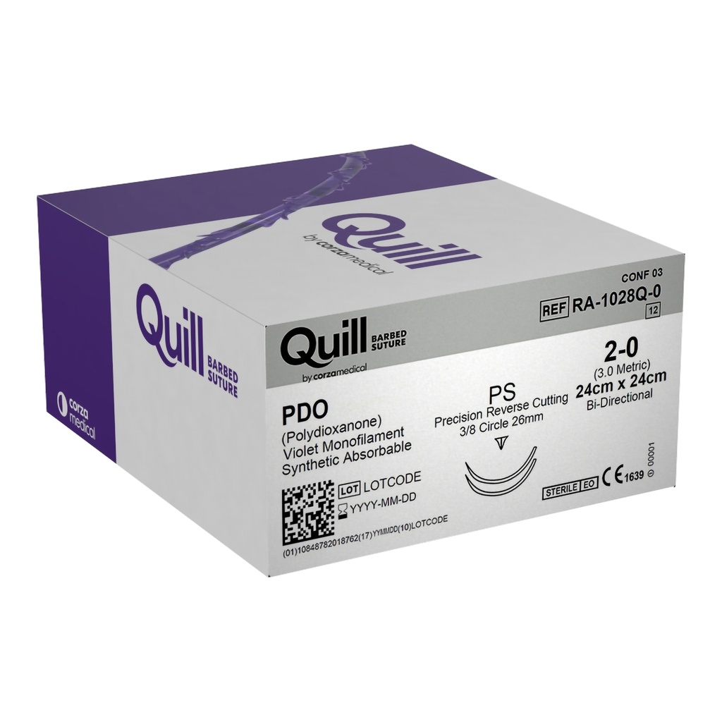 Surgical Specialties Quill PS 24 cm Polydioxanone Absorbable Suture with Needle and Violet, 12 per Box