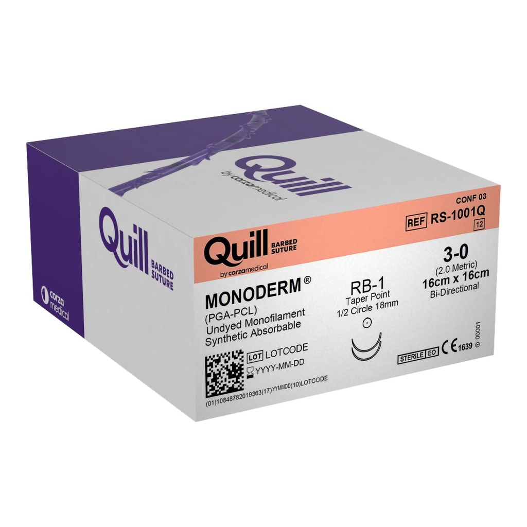 Surgical Specialties Quill Monoderm 3-0 16 cm Polyglycolic Acid / PCL Absorbable Suture with Needle and Undyed, 12 per Box
