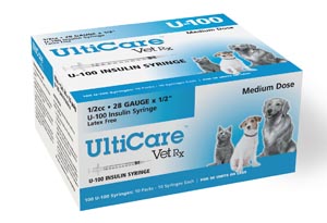 Ultimed Ultricare Vetrx Diabetes Care U-100 Syringe, 28G x ½", 1/2cc