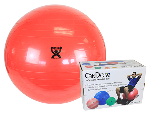 Fabrication CanDo 30 inch PVC Standard Inflatable Exercise Ball w/ Retail Box, Red