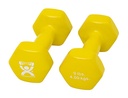 Fabrication CanDo 9 lb Vinyl Coated Cast Iron Dumbbell, Yellow, 2/Pack