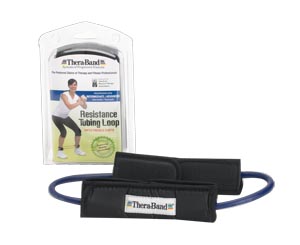 Hygenic/Thera-Band Pro Resistance Tubing Loop with Padded Cuffs, Blue, Intermediate/ Advanced