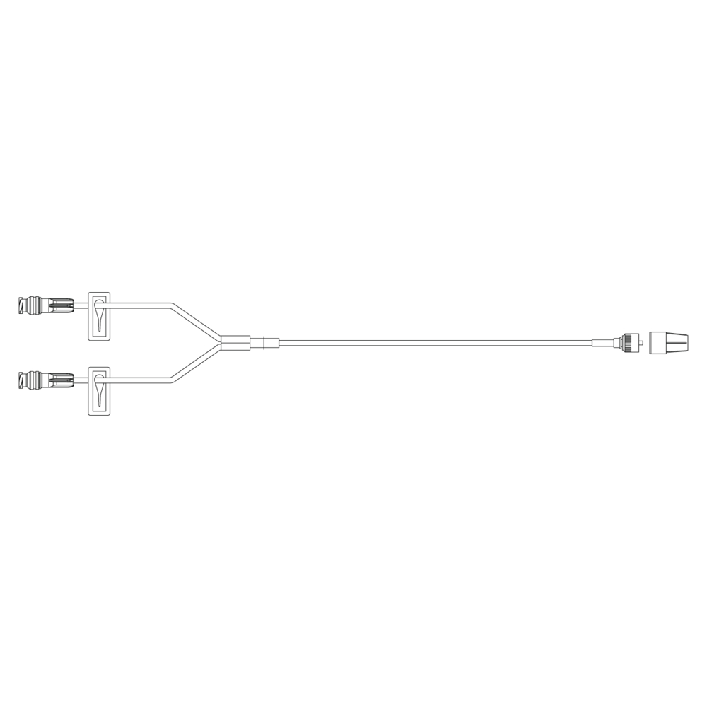 BD SmartSite Smallbore Y-connector Extension Set with 2 Needle-Free Valves and Spin Male Luer Lock, 100/Pack