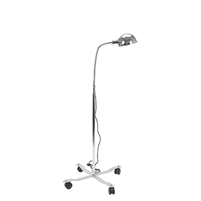 Gooseneck exam lamp, mobile base, 3-prong plug