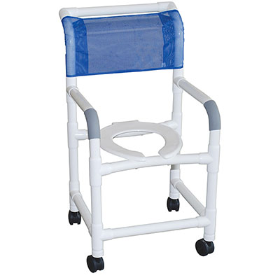 MJM International, shower chair (18"), twin casters (3")