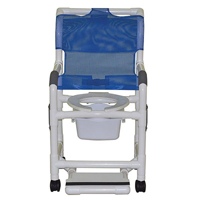 MJM International, shower chair (18"), twin casters (3"), double drop arms