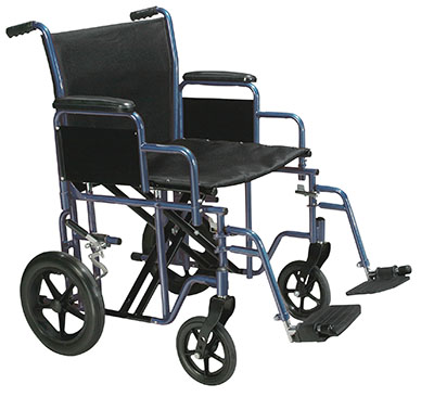 Drive, Bariatric Heavy Duty Transport Wheelchair with Swing Away Footrest, 20" Seat, Blue