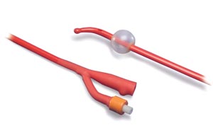 Cardinal Health Coude Foley Catheter, 5cc, 2-Way, Red Latex, 24FR, 17"L, 12/ctn
