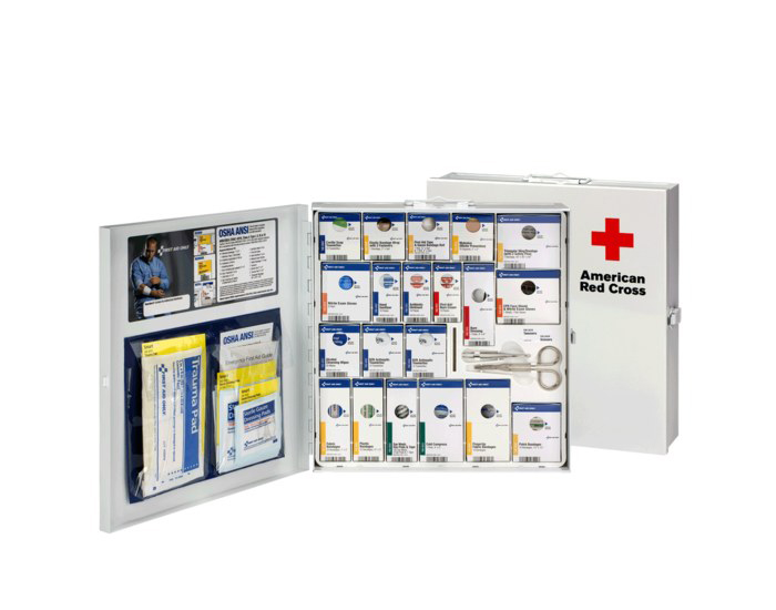 First Aid Only American Red Cross SmartCompliance Large General Business Workplace First Aid Kit with Metal Cabinet