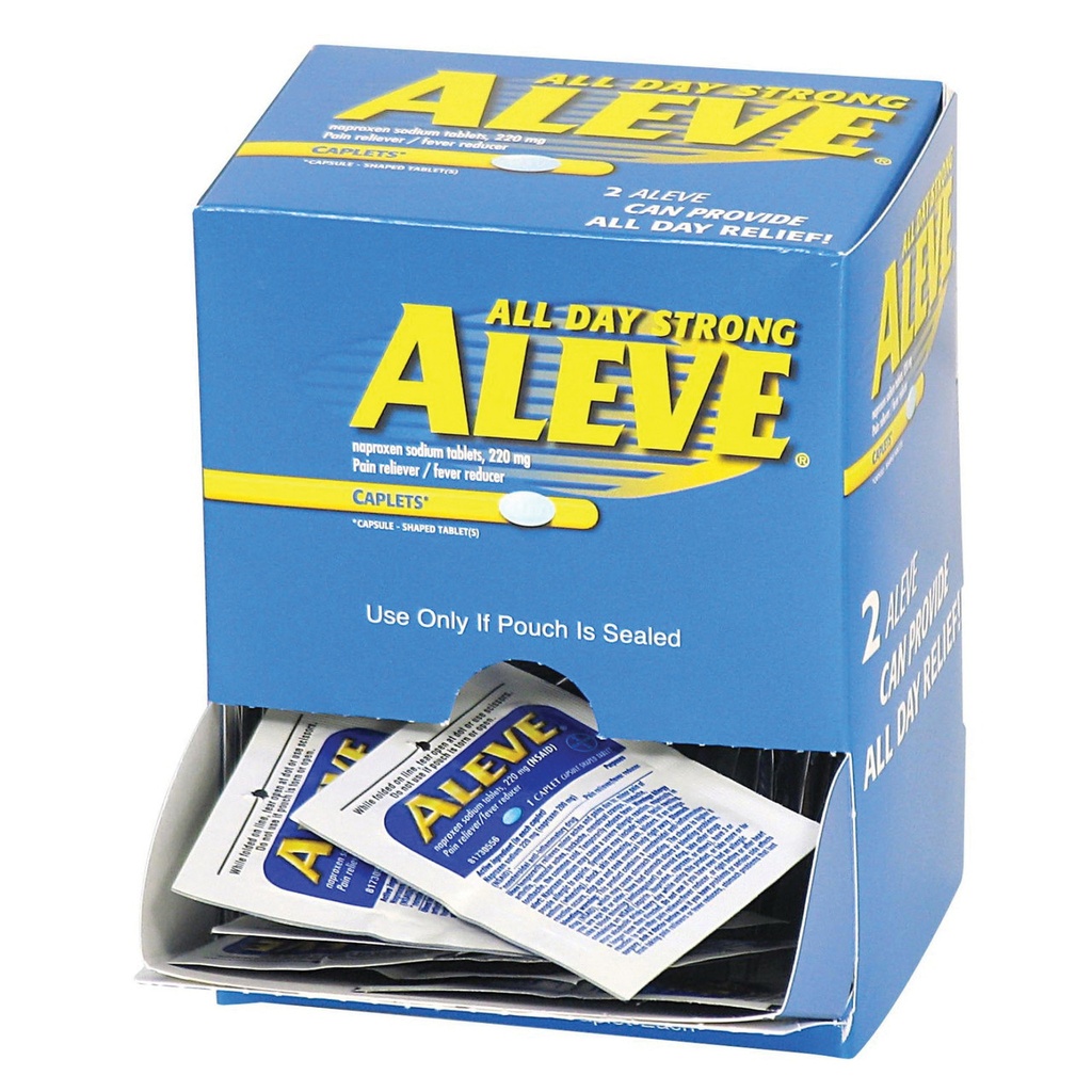First Aid Only 220 mg Aleve Naproxen Sodium Caplet, 50/Box
