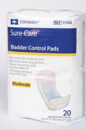 Bladder Control Pads, 4" x 9¾", Regular Absorbency, 22/bg, 6 bg/cs