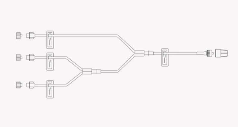 BD Extension Set, Smallbore Trifuse 4 Slide Clamps, 3 Fm Luers Spin Male Luer Lock