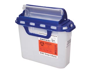[305058] BD Recykleen Sharps Collector, 5.4 Qt, Pharmacy Dual Opening Hinged Top
