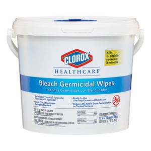 [30358] Clorox Healthcare® Wipes, Bleach Germicidal, 12 x 12, Starter Kit, 2/cs, 110/bucket