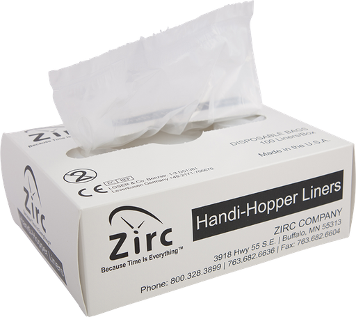 [20Z410] Zirc Handi Hopper Liners (100-Box)