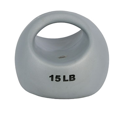 [10-3297] Fabrication CanDo 15 lb Rubber Shell One Handle Medicine Ball, Silver