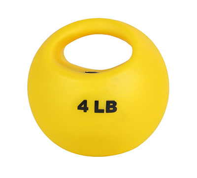 [10-3291] Fabrication CanDo 4 lb Rubber Shell One Handle Medicine Ball, Yellow