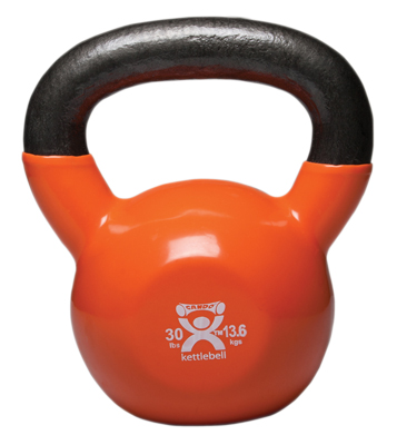 [10-3197] Fabrication CanDo 30 lb Cast Iron Vinyl Coated Kettle Bell, Gold