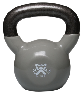 [10-3196] Fabrication CanDo 25 lb Cast Iron Vinyl Coated Kettle Bell, Silver