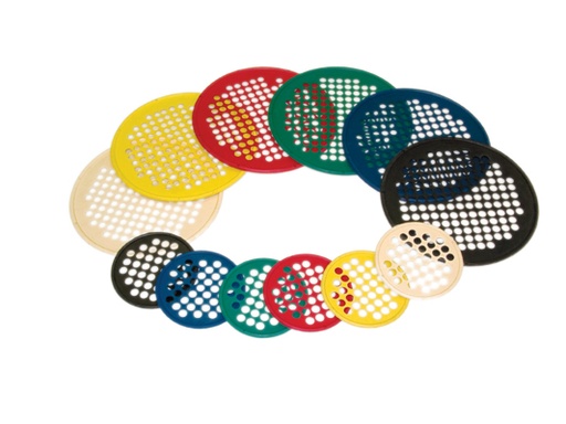[10-0866] Fabrication CanDo 7 inch Small Low-Powder Hand Exercise Web, Assorted Color, 6 Pieces/Pack