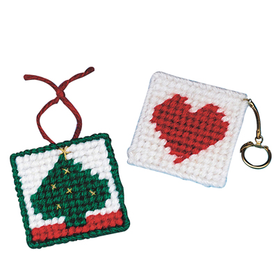 [12-3179] Allen Diagnostic Module Needlepoint Heart Key Rings, Pack of 6