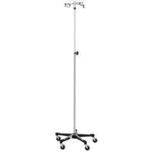 [0531415400] Blickman Industries IV Stand, 4 Hook, Stainless Steel, Tru Loc Mechanism, 5 Leg Base