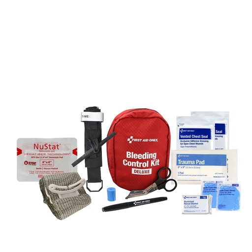 [91138] First Aid Only Deluxe Pro Bleeding Control Kit with Fabric Zippered Pouch