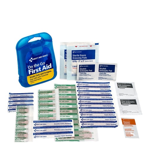 [91098] First Aid Only Mini Pocket Personal First Aid Kit with Plastic Case, Clear Blue